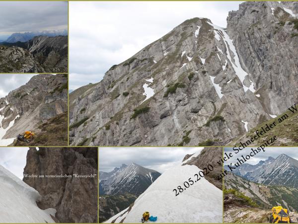 Auf viele Schneefelder trifft man noch am Weg zur Kuhlochspitze