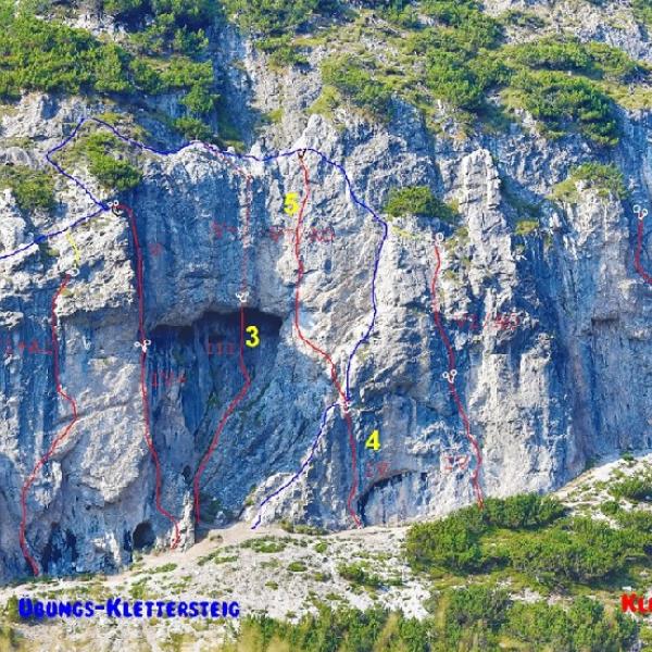 Überprüfte Anlagen: 1 Klettersteig, 2,3,4, überprüfte Kletterrouten! 5 ab dem Stand von 4 ist noch nicht überprüft!!